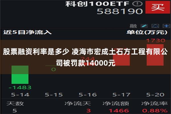 股票融资利率是多少 凌海市宏成土石方工程有限公司被罚款14000元