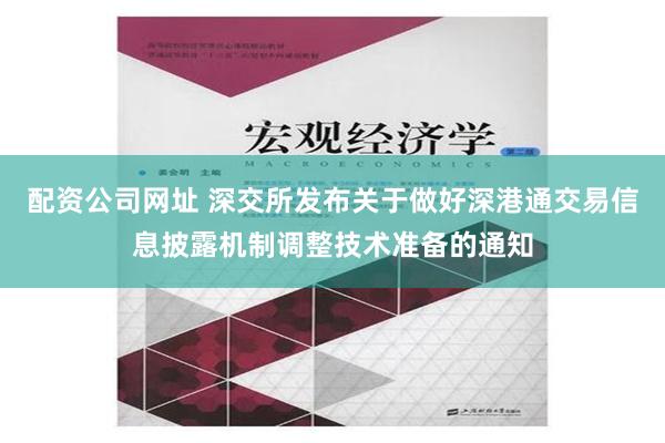 配资公司网址 深交所发布关于做好深港通交易信息披露机制调整技术准备的通知