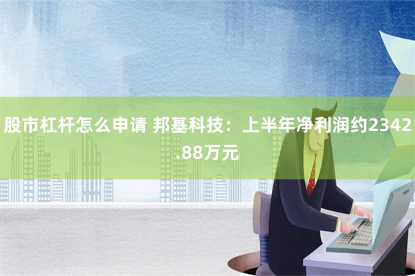 股市杠杆怎么申请 邦基科技：上半年净利润约2342.88万元