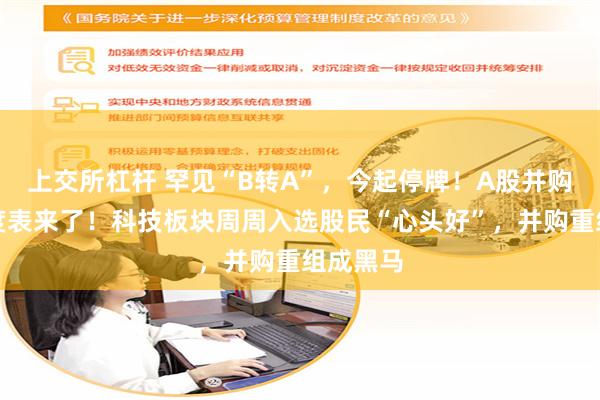 上交所杠杆 罕见“B转A”，今起停牌！A股并购重组进度表来了！科技板块周周入选股民“心头好”，并购重组成黑马